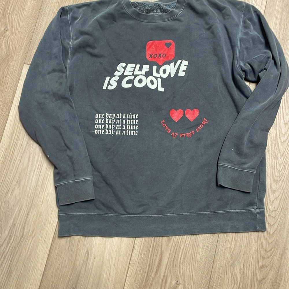 Charcoal gray “Self Love is Cool” one size Fits All sweatshirt